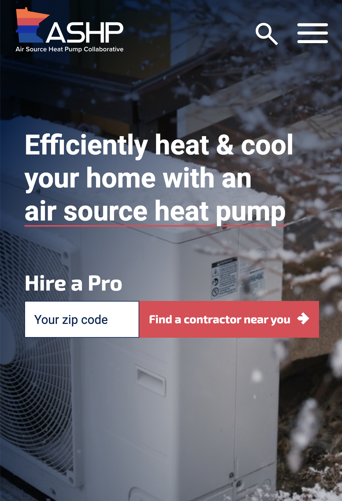 Mobile view of Air Source Heat Pump Collaborative Site