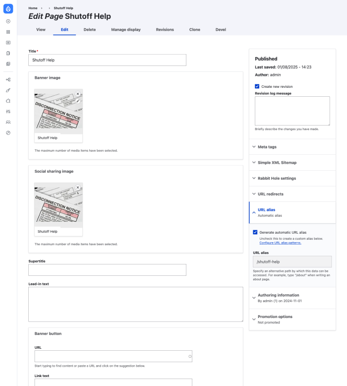 Drupal editor's view for Citizens Utility Board.