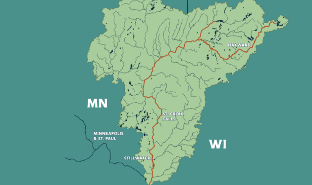 Map of the St. Croix and Namekagon Riverway.