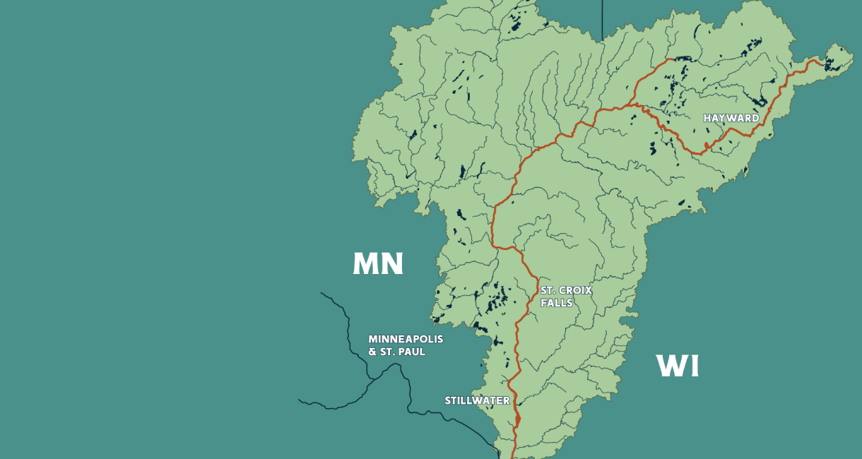 Map of the St. Croix and Namekagon Riverway.